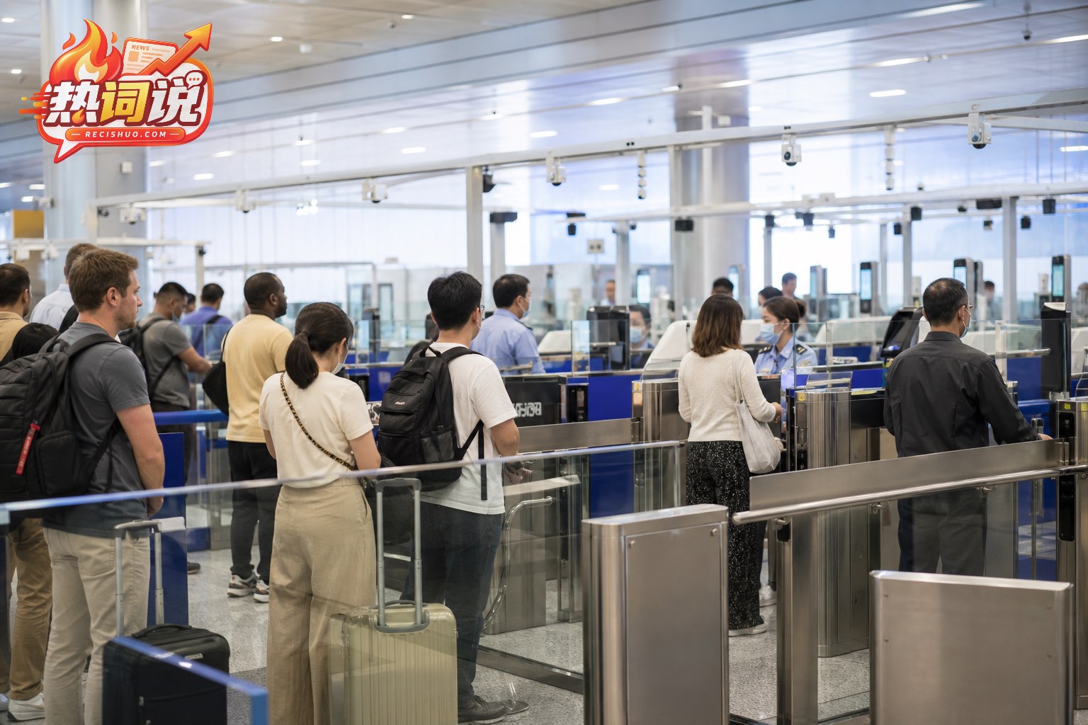 深圳现代化口岸内旅客有序排队办理入境手续