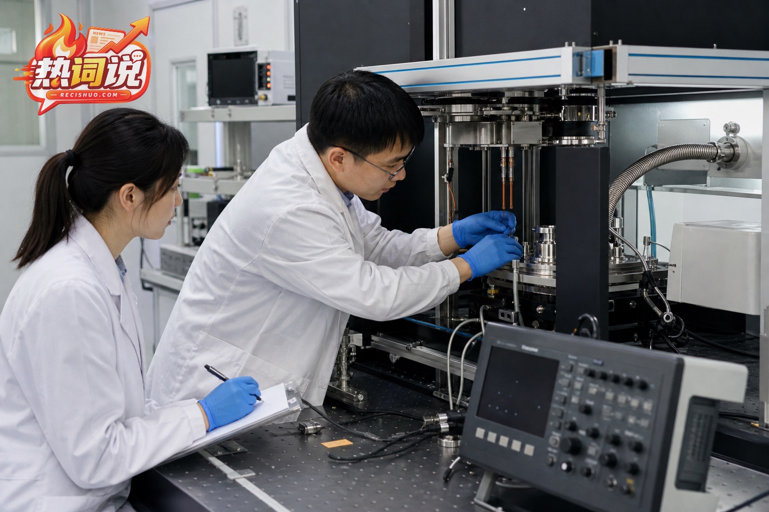 科研人员在实验室调试高端精密测量仪器