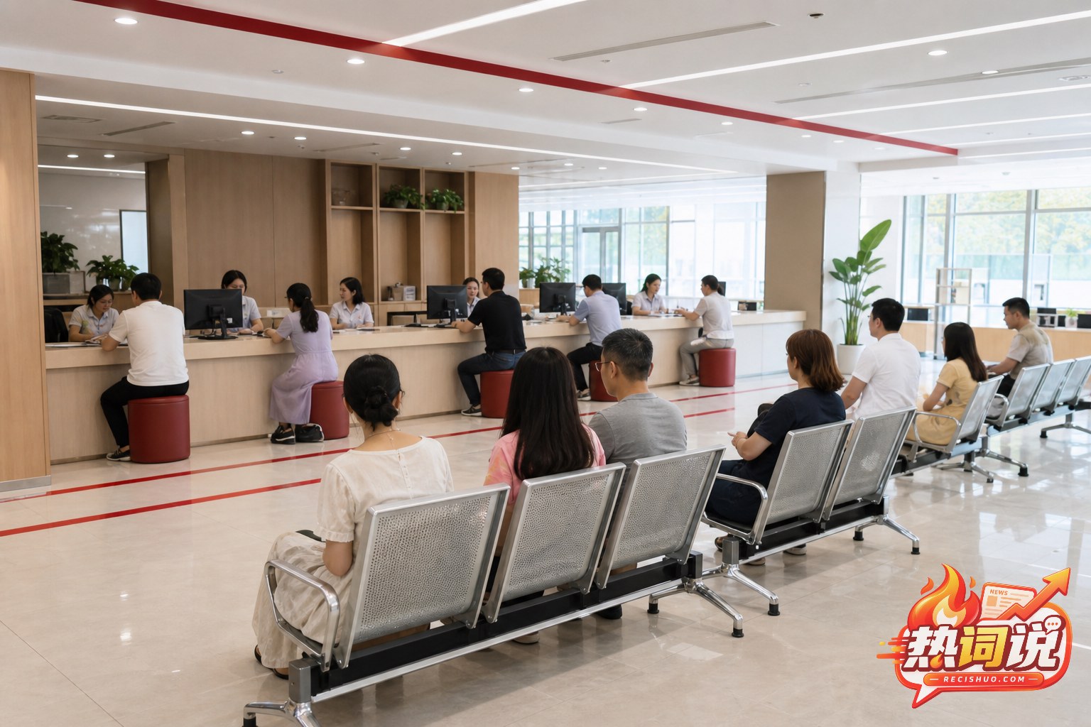 多对办事群众在婚姻登记服务大厅等候办理业务