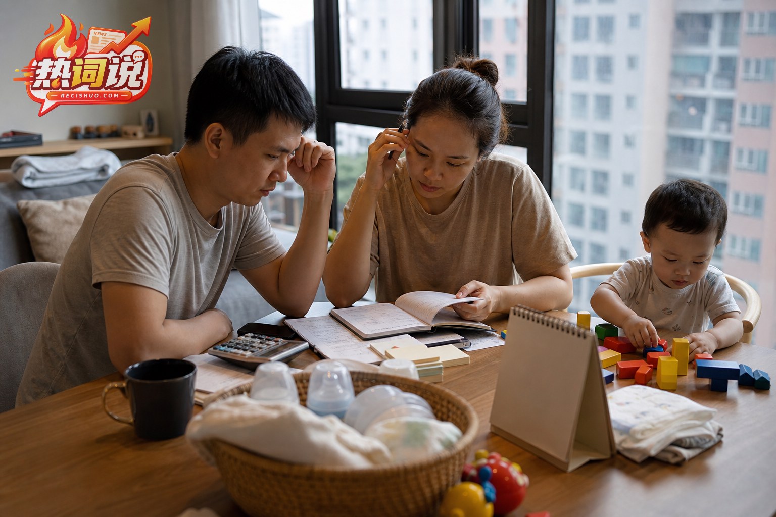 越南年轻夫妻在家中核算育儿相关家庭开支