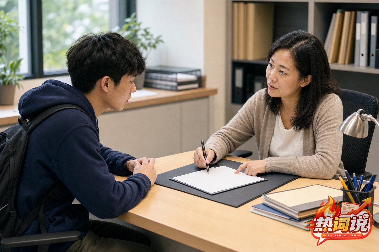 学生在校园服务办公室咨询困难补助的场景
