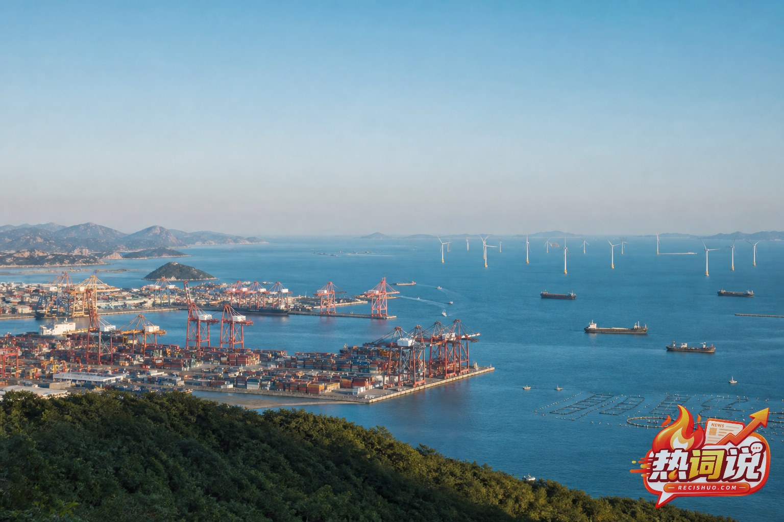现代港口、海上风电与近海养殖共同构成的海洋经济全景