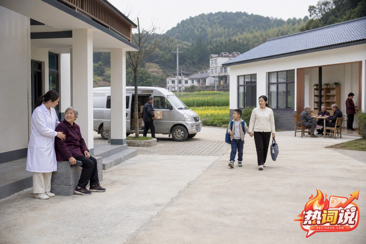 乡村公共服务空间内,医疗、接送和物流等日常服务有序开展