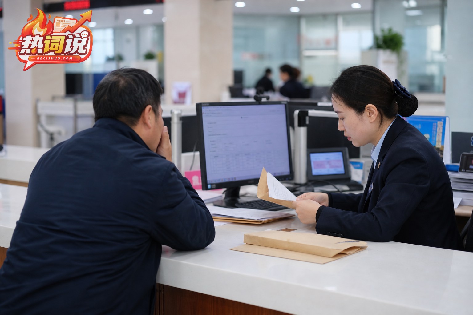 男子在婚姻登记窗口补办证件时与工作人员核对异常记录