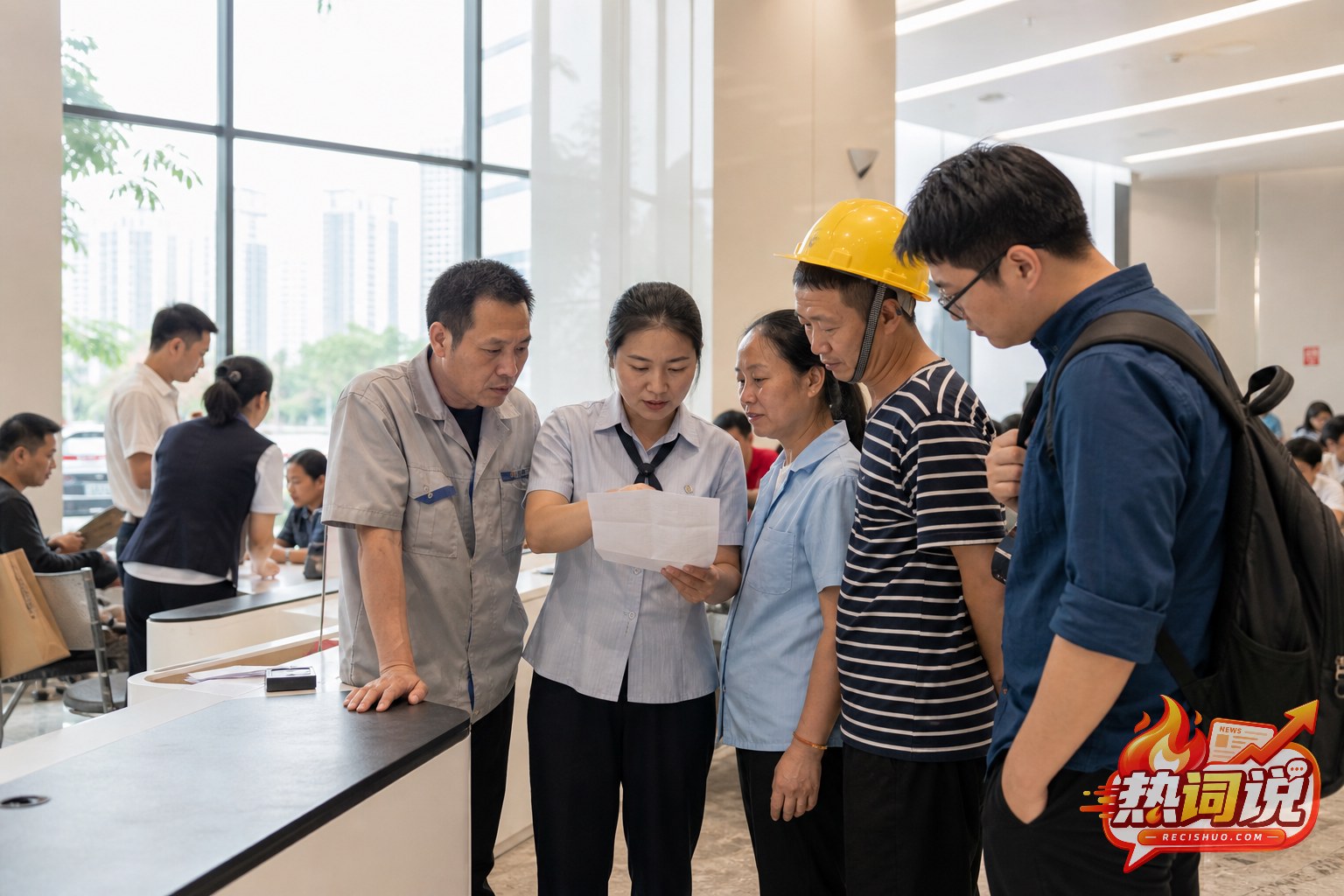 广东不同职业劳动者在服务中心共同查看工资资料