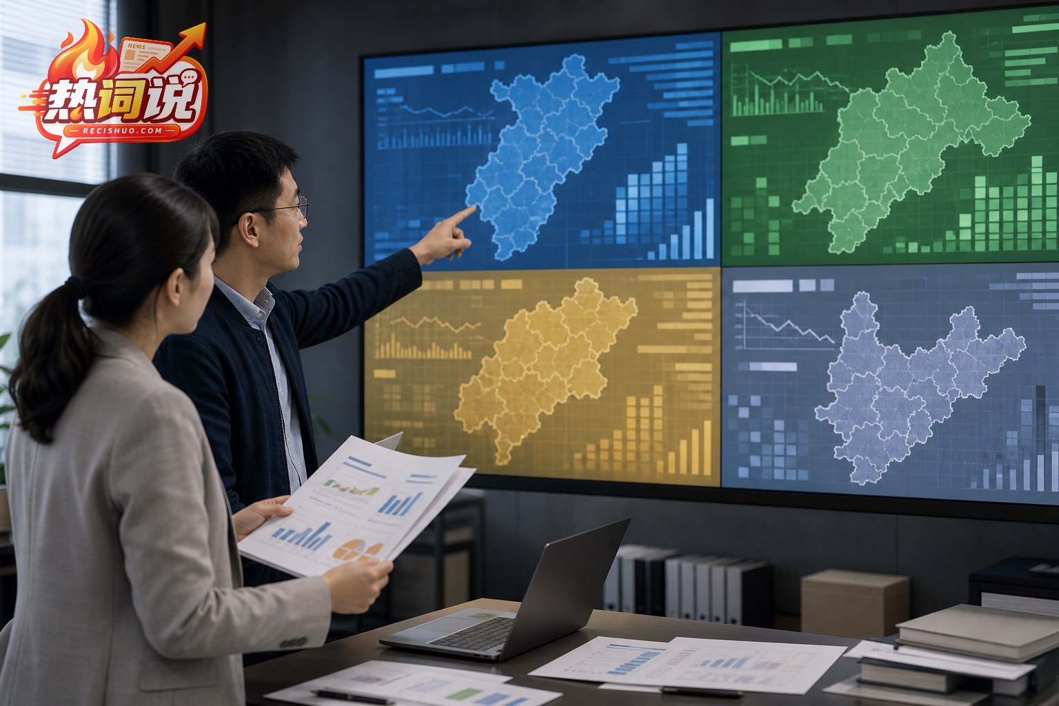 财政分析人员对照区域图表研判不同地区财政运行趋势