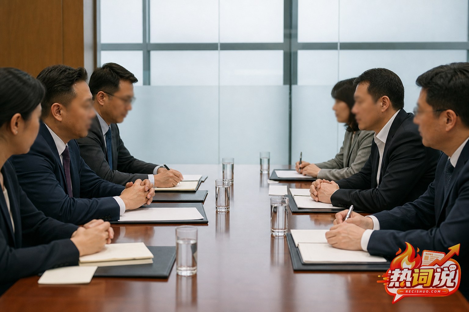 相关人员围绕事件处置与调查举行正式会谈的场景示意图