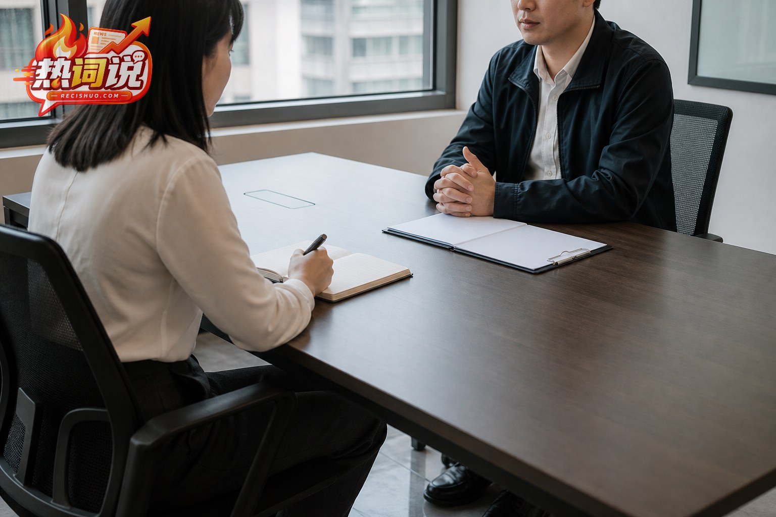 求职者与工作人员在会议室沟通考察期工作安排