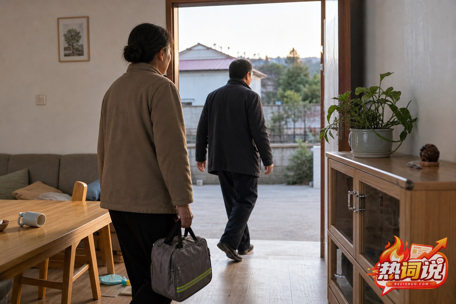 地震停止后居民携带应急包从住宅有序撤离