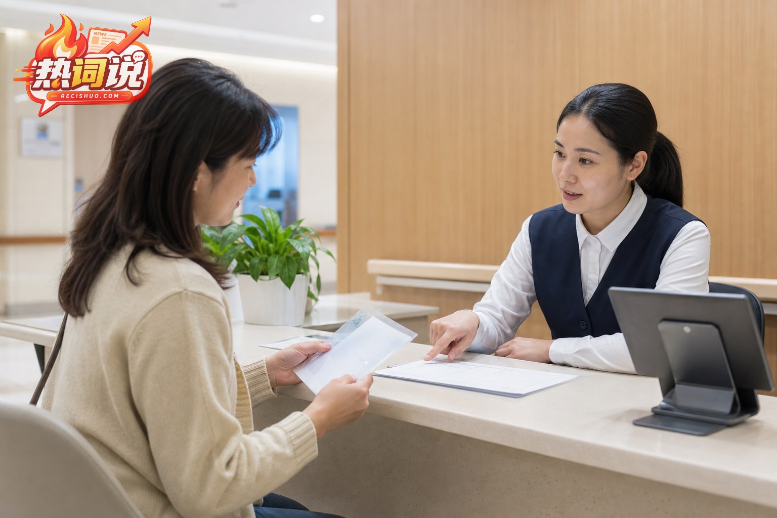家长在医院服务窗口核对检查项目及费用明细