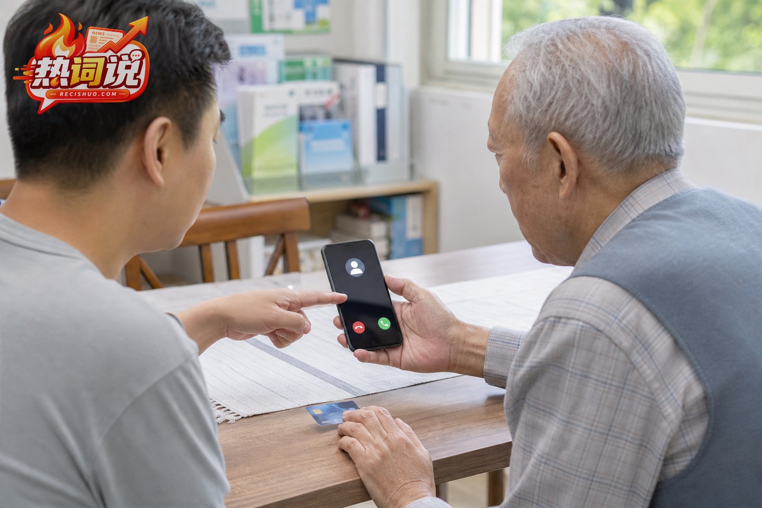家人陪伴老人核查陌生来电并暂停使用银行卡