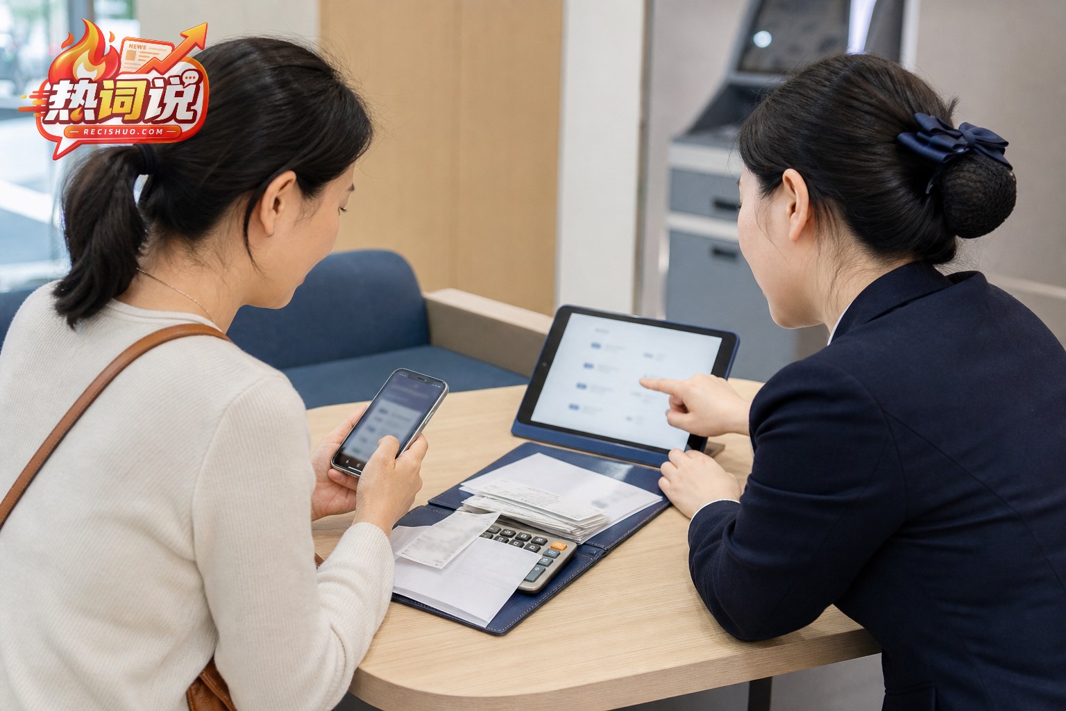消费者与银行工作人员核对贷款交易及贴息申请信息