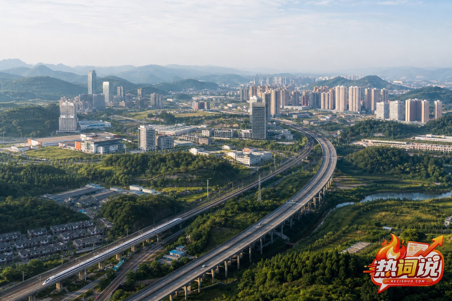贵阳贵安城市组团与交通基础设施相互连接的航拍景象