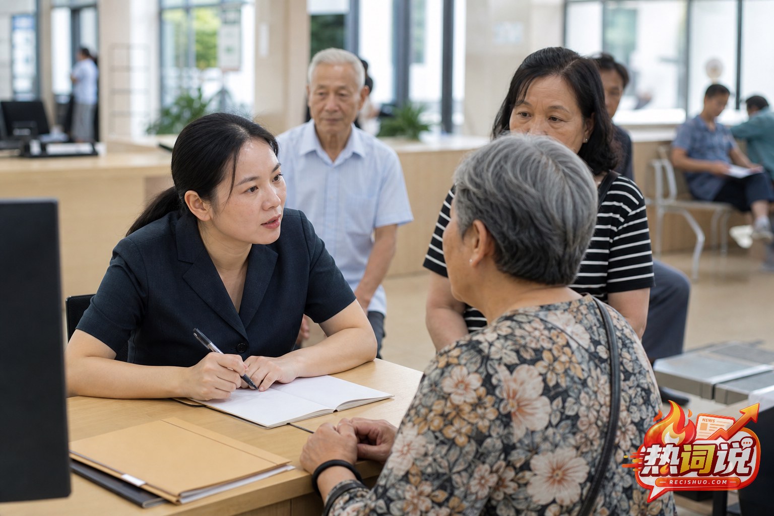 社区服务大厅内基层工作人员认真倾听并记录居民诉求