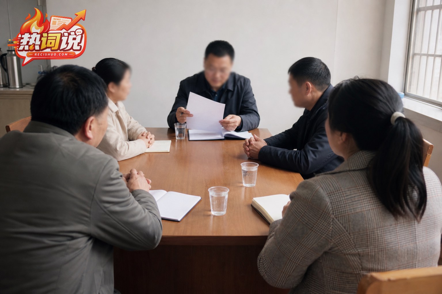 当事双方在社区调解人员主持下就争议进行协商的场景