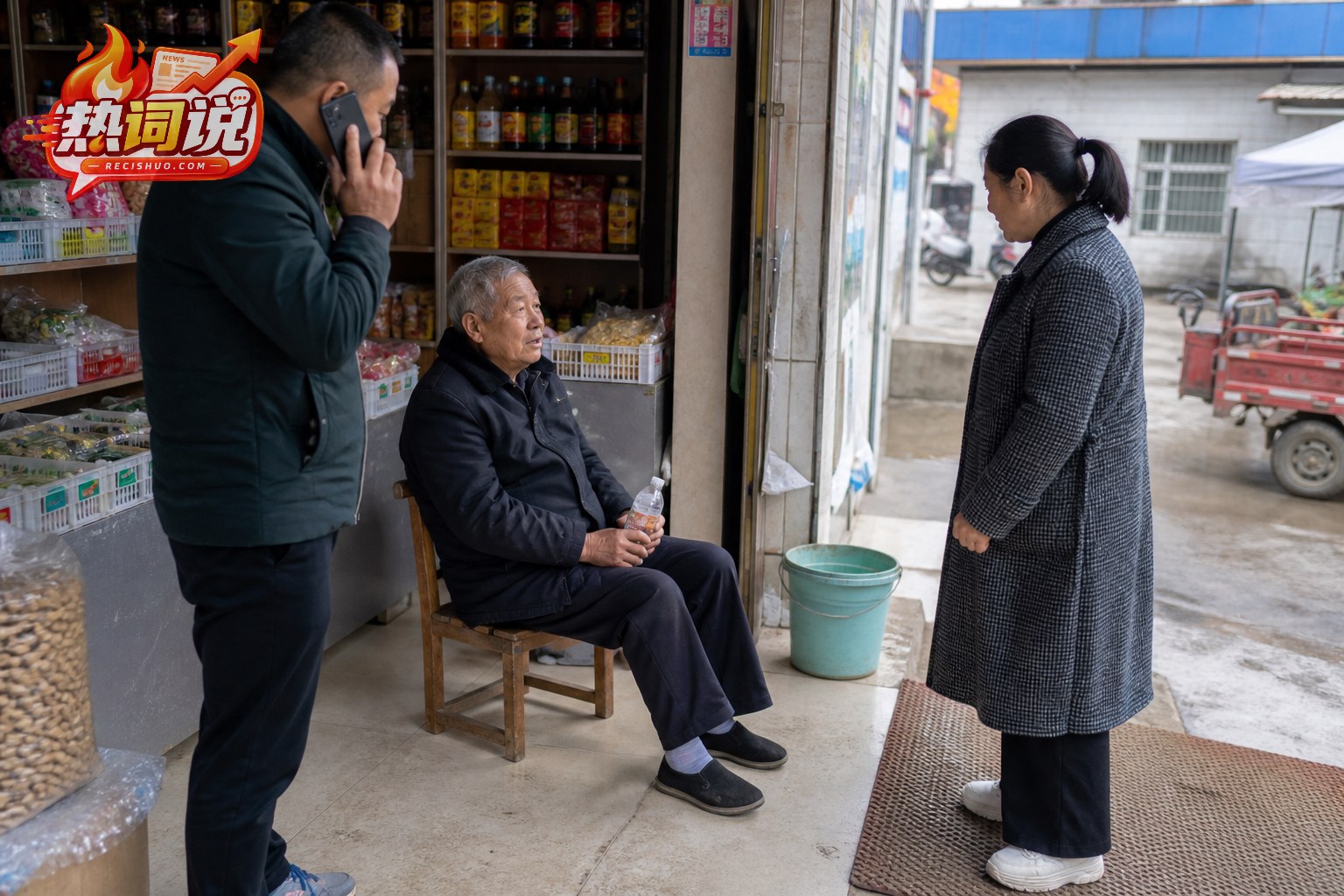 小店内有人拨打急救电话并陪伴身体不适的老人