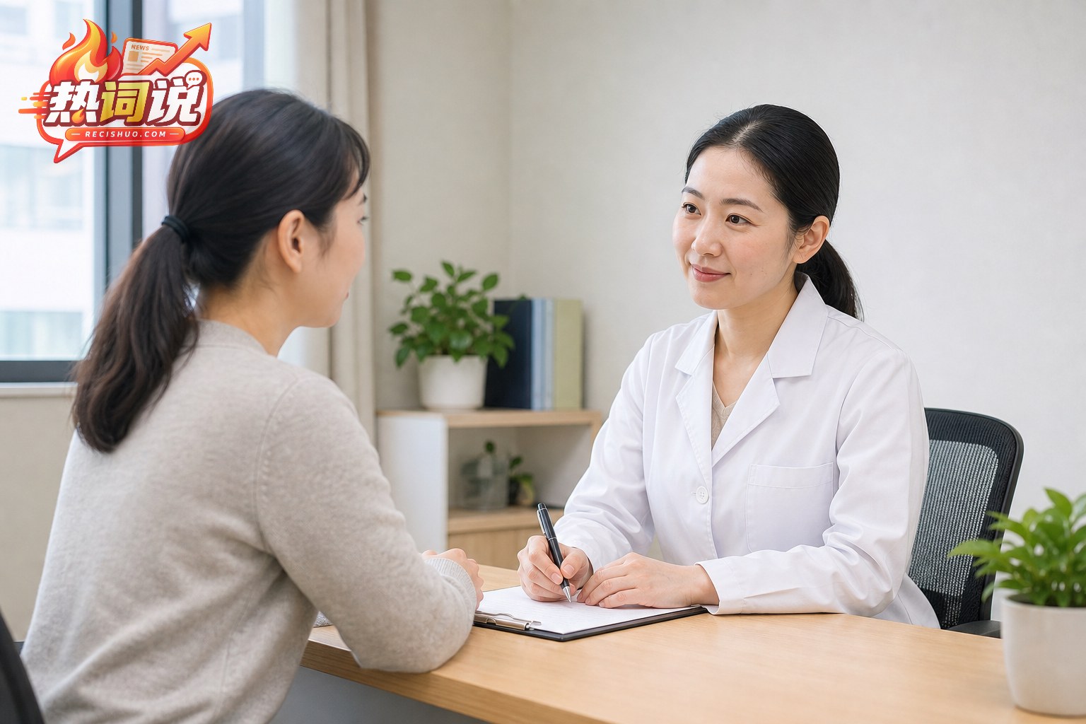 女性在安静的诊室内向专业医生咨询心理困扰