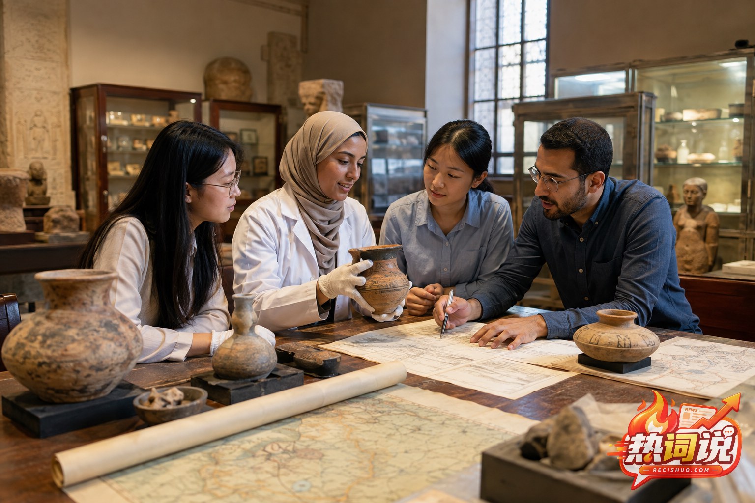 中埃青年研究人员共同考察古代陶器,展现文博研究与人文交流