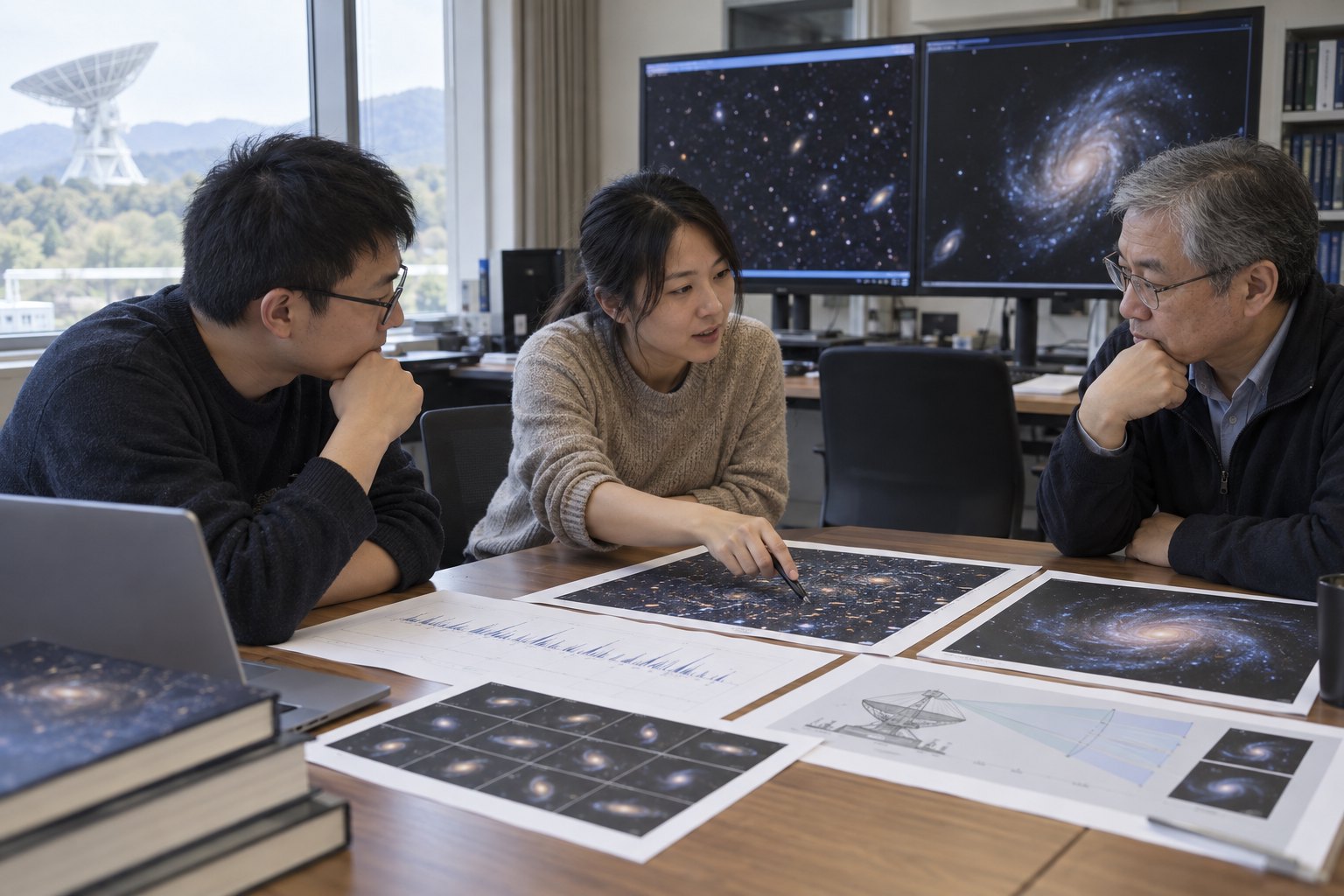 天文学研究团队围绕星系观测资料进行讨论