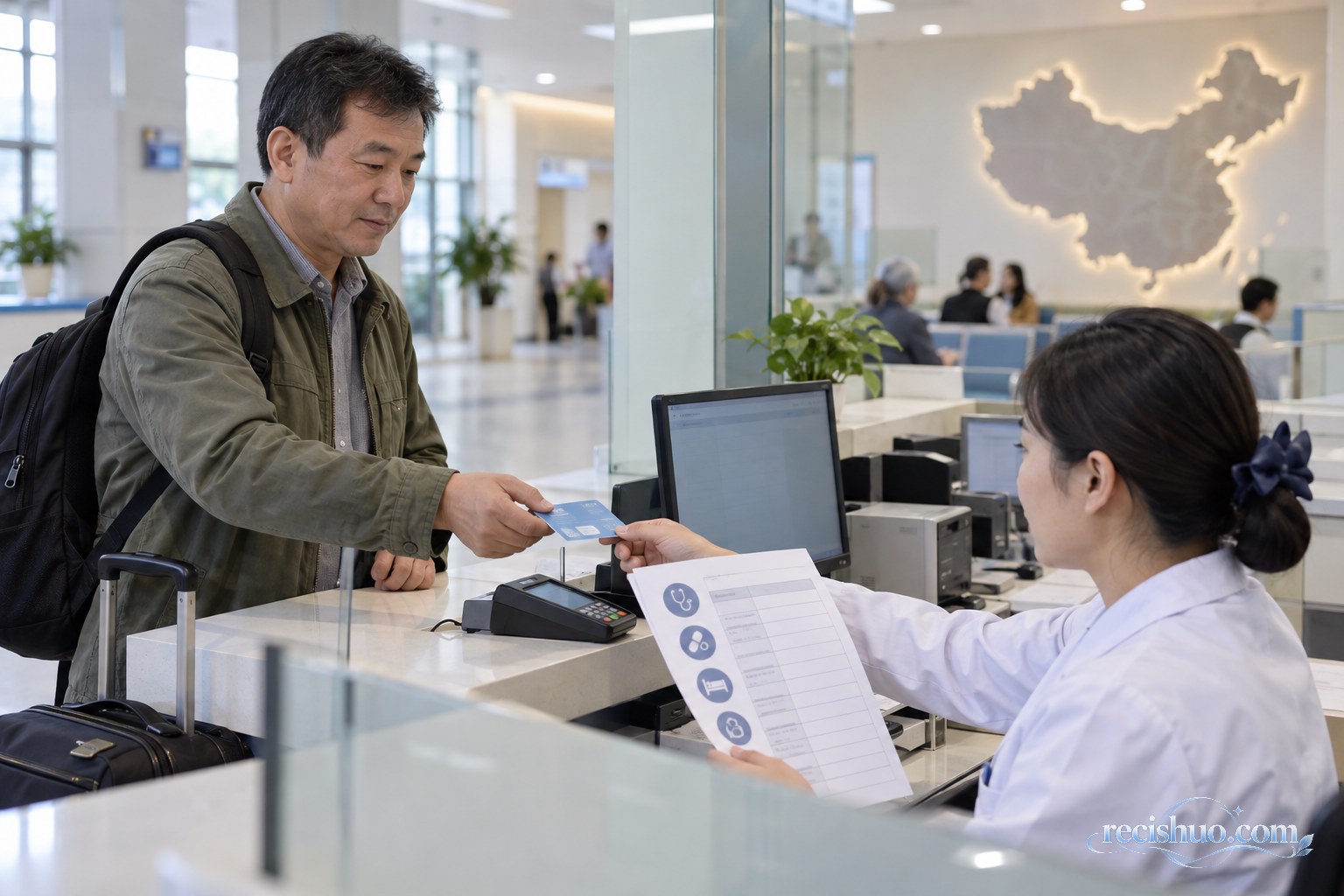 携带行李的患者在医院窗口办理跨省异地就医结算