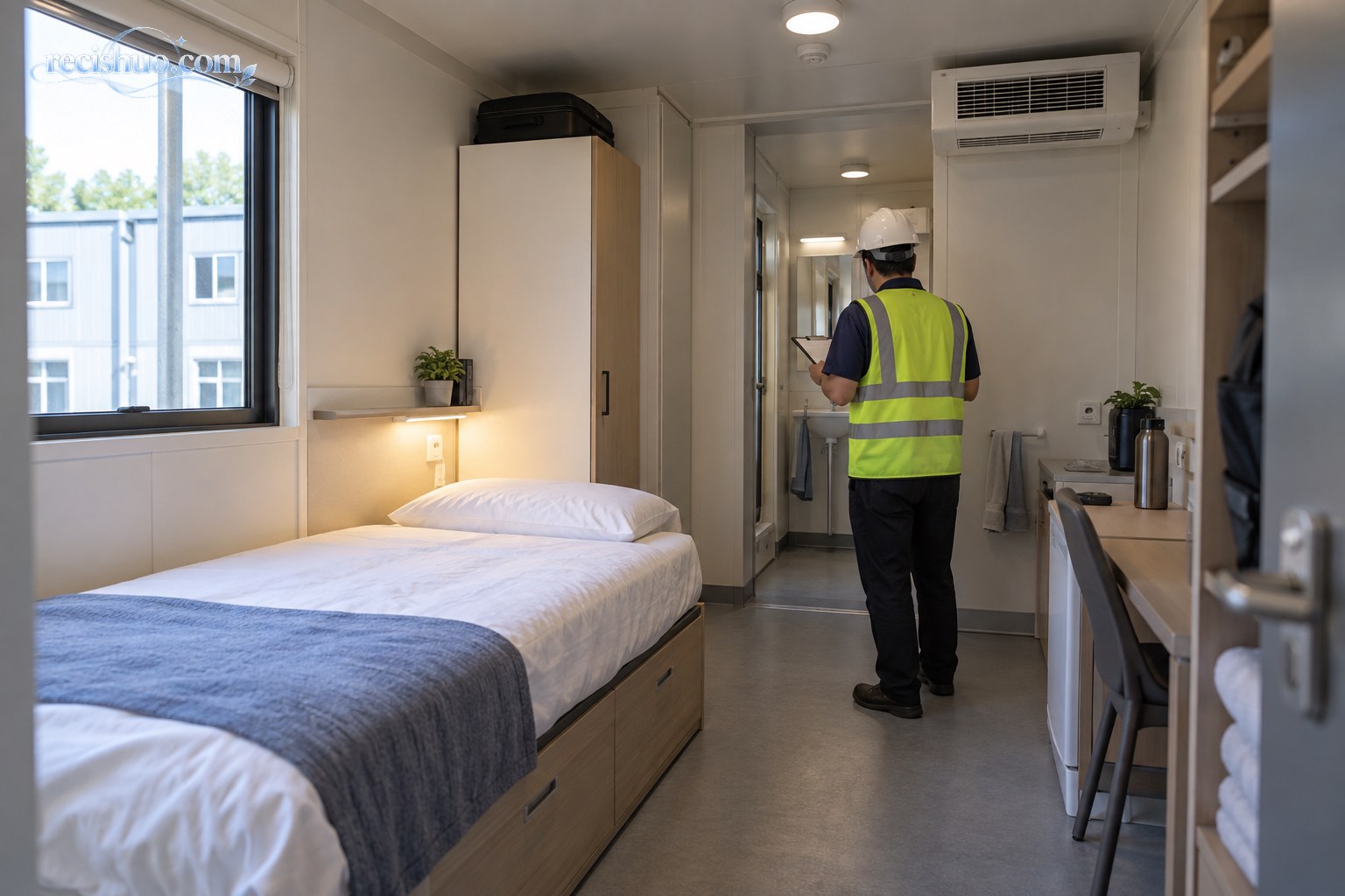 保障人员检查模块化运动员住宿房间的通风与生活设施