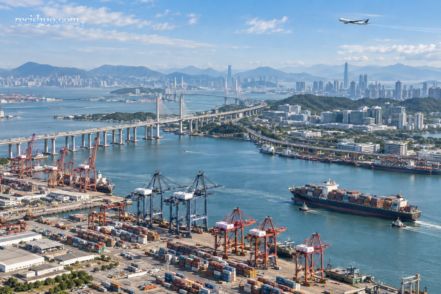 港口、桥梁、城市与国际航班共同构成跨区域经贸和人员往来网络