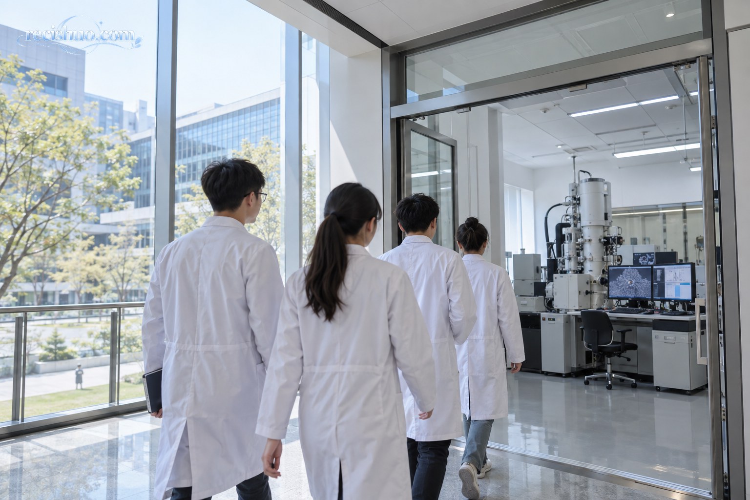 年轻技术人员走向高校电子显微实验室的纪实场景
