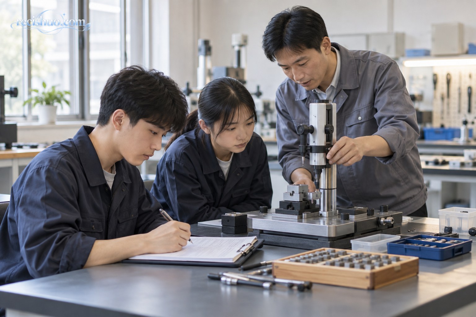 职业院校学生在教师指导下进行精密仪器实训