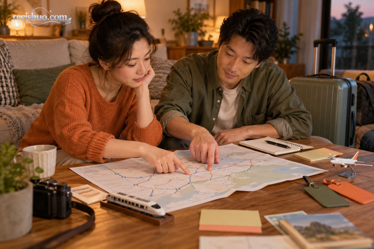 两名旅客在出发前共同比较不同交通路线