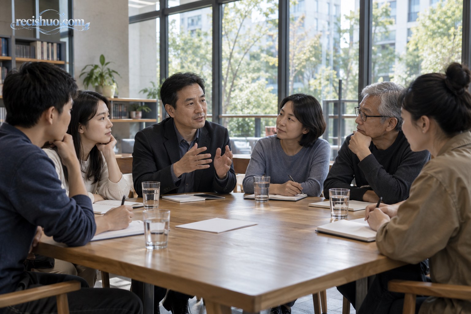 不同年龄的民众在公共空间围桌理性交流