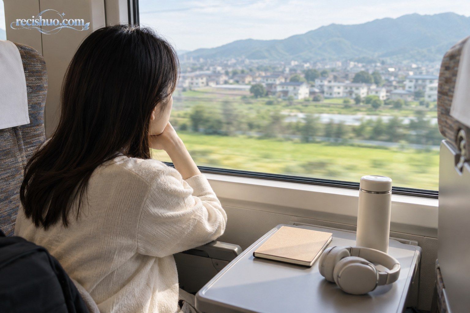 返程旅客坐在高铁窗边,望着沿途田野安静整理思绪