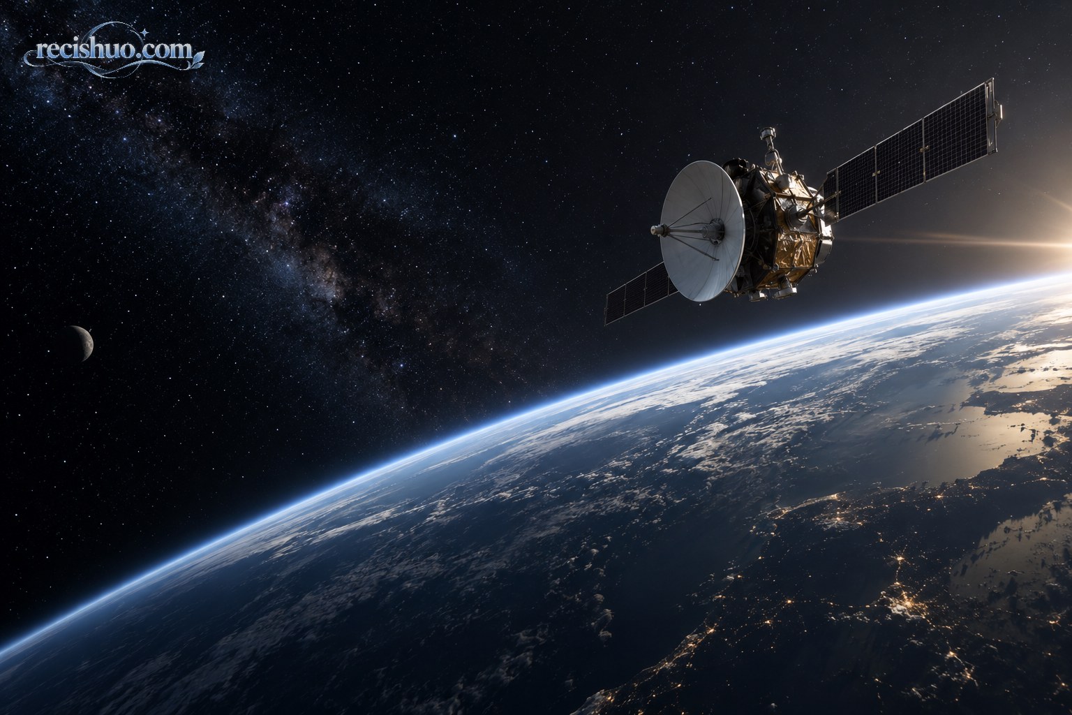 深空探测器飞越地球弧面驶向浩瀚星空