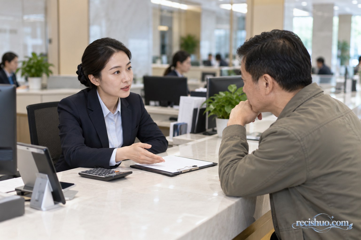 职工在公共服务咨询窗口了解养老保险缴费基数调整