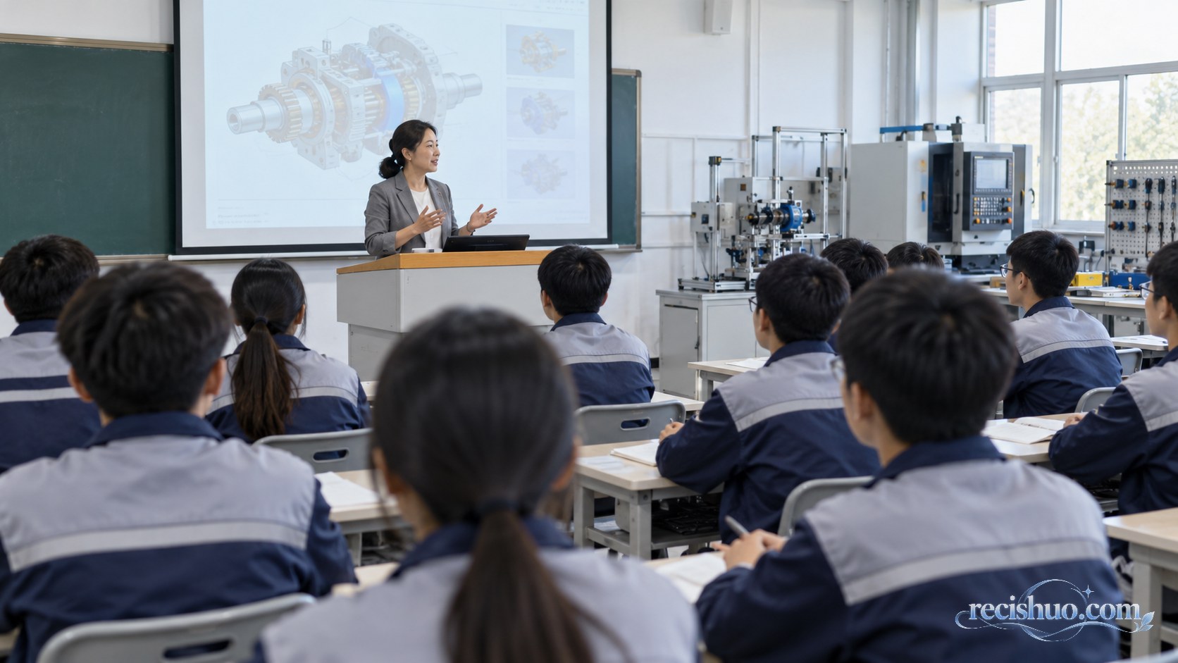职业学校学生在实训教室参加开学第一课