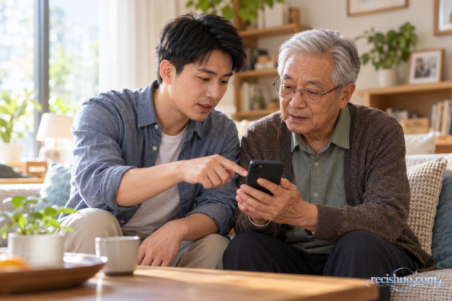 年轻人陪家中长辈设置手机来电管理和可信联系人