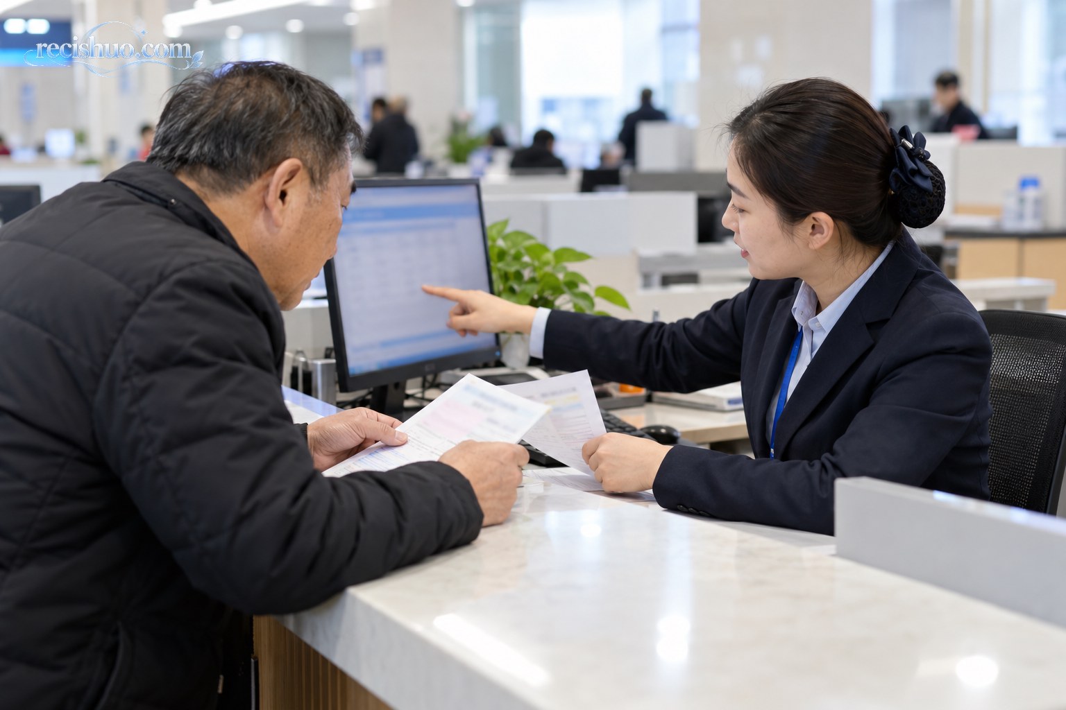 居民在公共服务窗口向工作人员核对采暖缴费信息