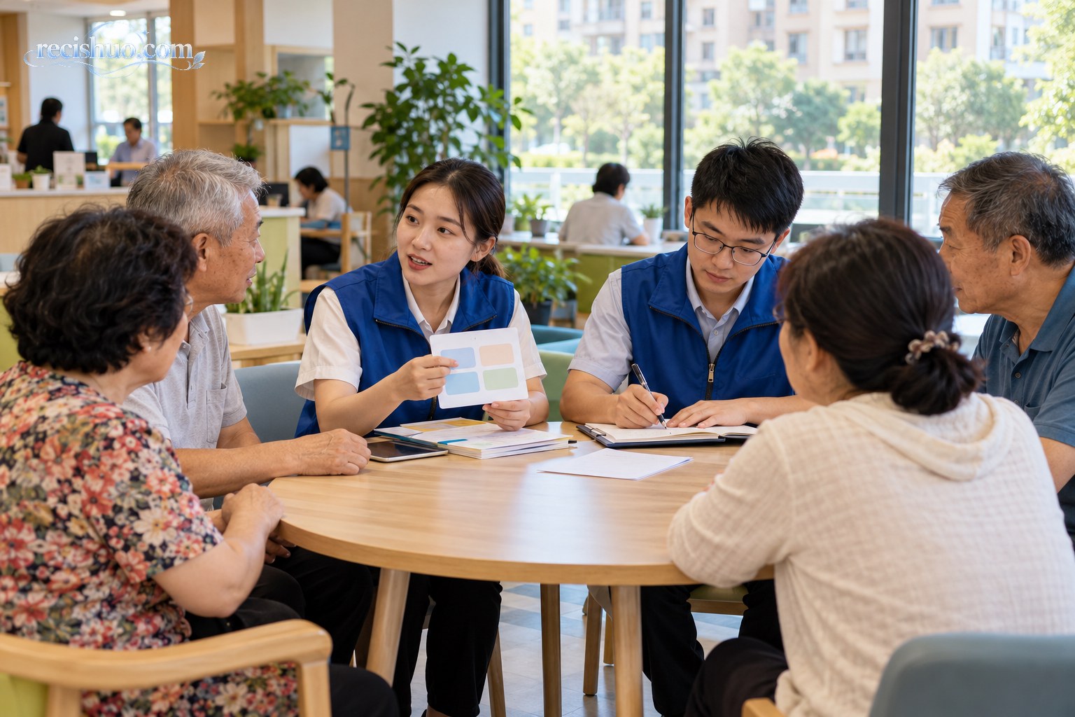 社区工作人员听取居民意见并记录实际问题